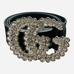 Gucci Large GG Rhinestones Belt (Black)